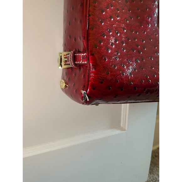 Charlie Lapson Deluxe Shoulder Bag Red Ostrich Embossed Leather - Picture 8 of 11